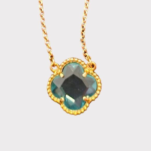 Mia Fiore Italy Dyadema 925 Sterling Silver Blue Crystal 4 Leaf Clover Necklace - Picture 7 of 8